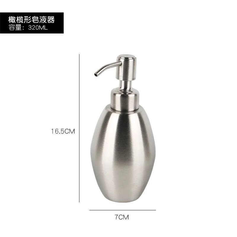 304 Stainless steel Liquid Soap dispenser Hand sanitizer Bottle  Bathroom Countertop press shampoo dispenser