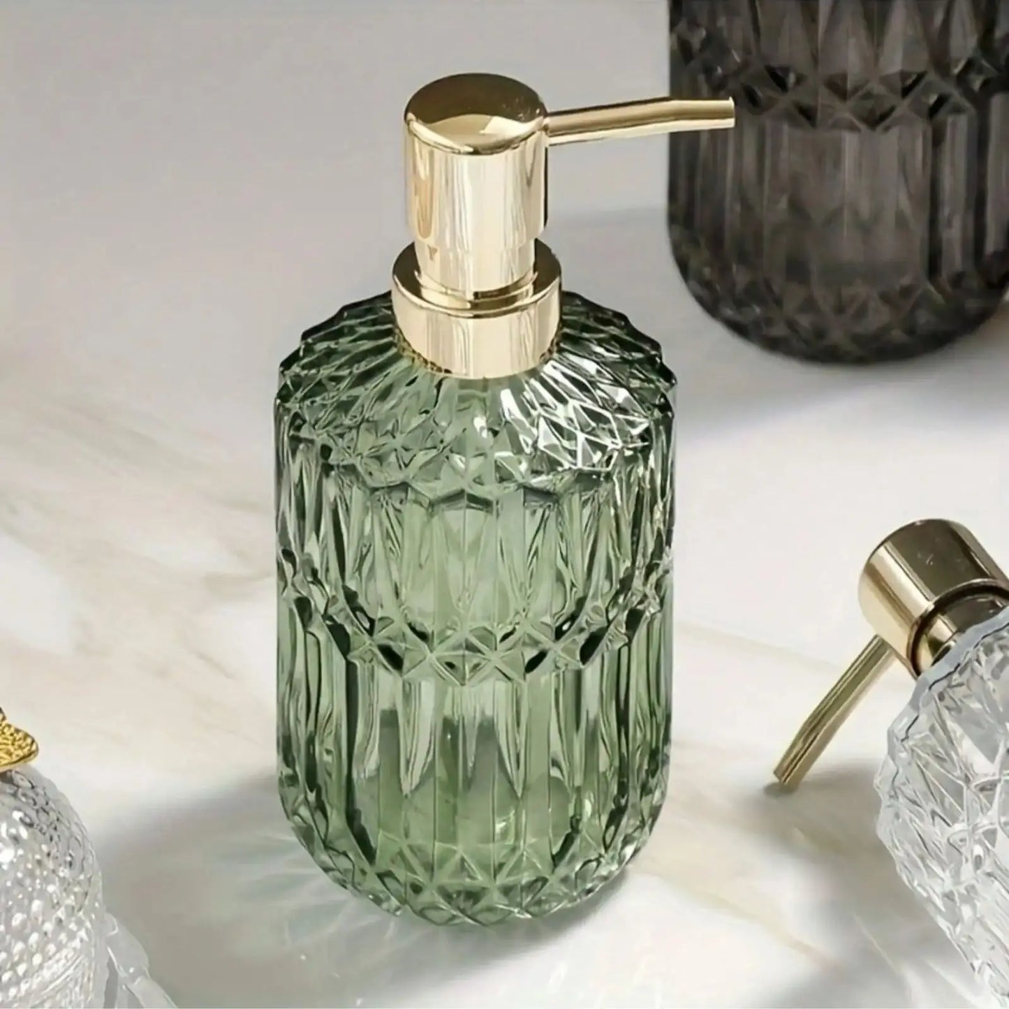 1pc 13.32oz Glass  Soap Dispenser Refillable Pump Bottle For Liquid Soap,Shower Gel,Hand Soap, Home Bathroom Accessories