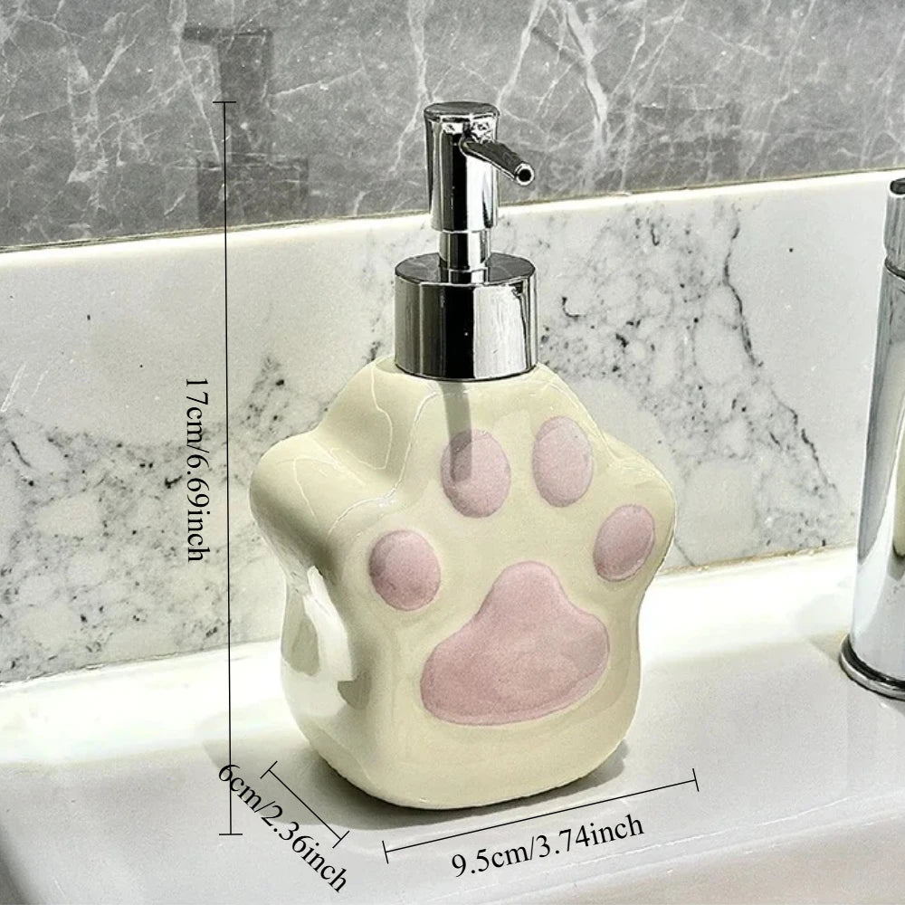 Cute Cat's Paw Liquid Soap Dispenser Shower Gel Shampoo Ceramic Soap Dispenser Cat'spaw Soap Container Bathroom Accessories Gift