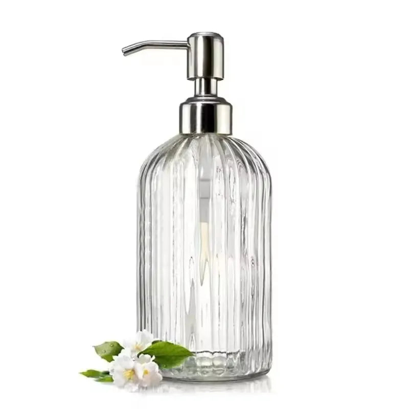 1pcs Transparent Glass Soap Dispenser Refillable Hand Soap Dispenser Premium Bathroom Soap Dispenser for Bathroom Kitchen Decor