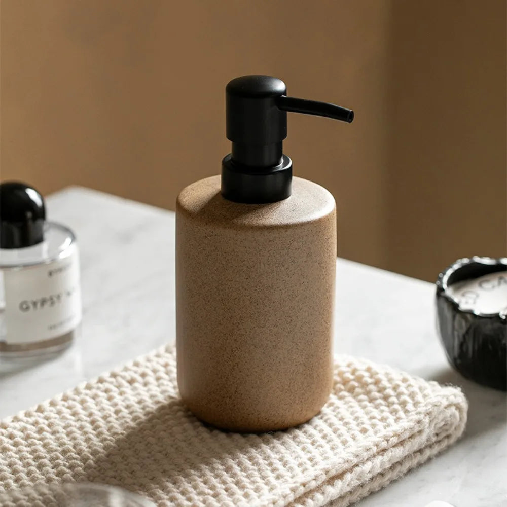 Minimalist Matte Ceramic Soap Dispenser Refillable Press Pump Bottle Bathroom Kitchen Lotion Shampoo Dispenser 350ML Gift