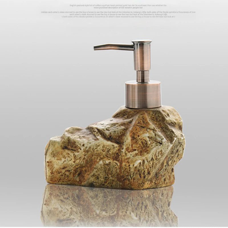 Realistic Ceramic Soap Dispenser - Stone-Like Hand Sanitizer Bottle with Pump, Luxury Shampoo and Shower Gel Refill Bottle
