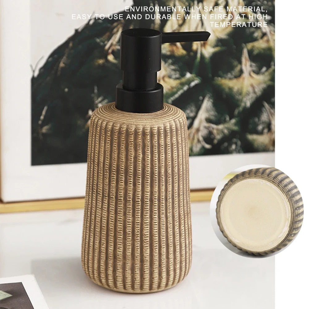 400ml Ceramic Liquid Lotion Dispenser Shampoo Soap Containers Bathroom Kitchen Detergent Pump Dispenser Cosmetics Gel Holder Jar