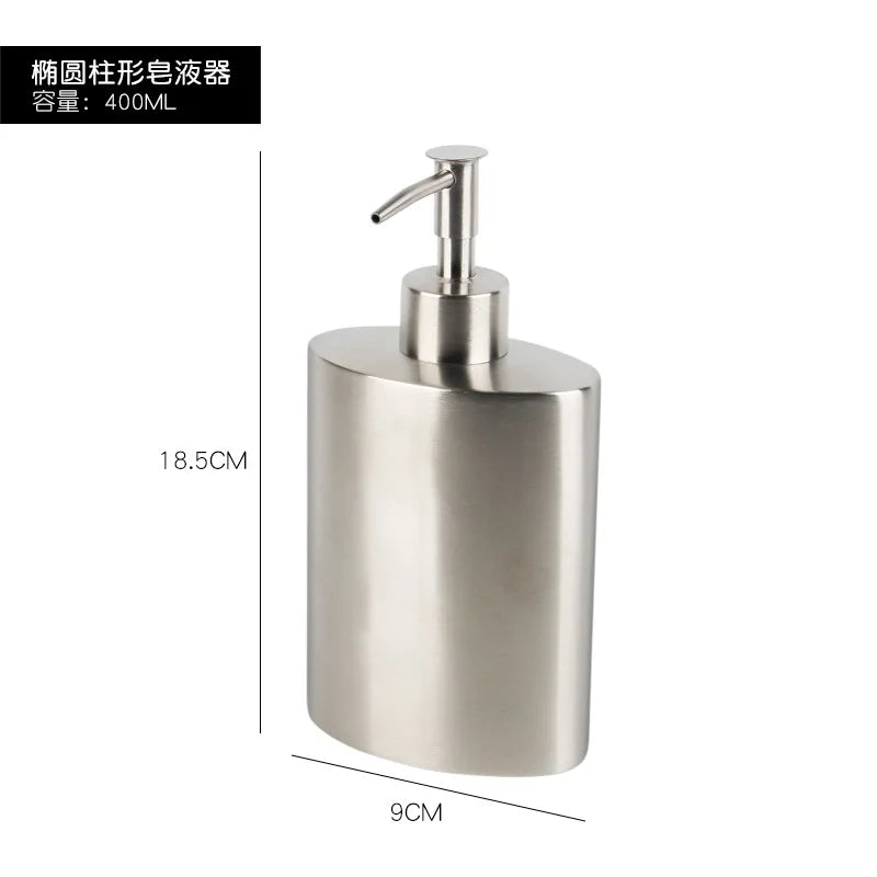304 Stainless steel Liquid Soap dispenser Hand sanitizer Bottle  Bathroom Countertop press shampoo dispenser