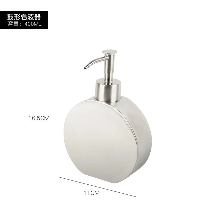 304 Stainless steel Liquid Soap dispenser Hand sanitizer Bottle  Bathroom Countertop press shampoo dispenser