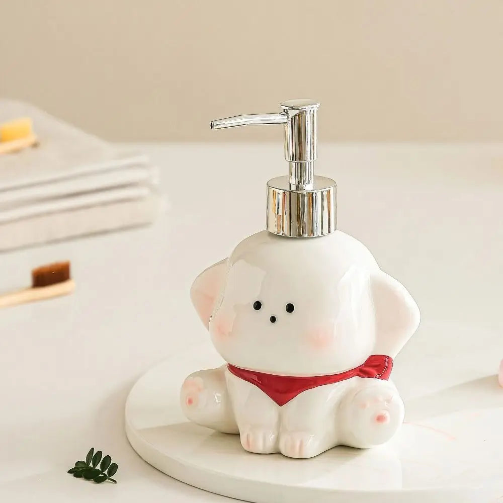 Ceramic Liquid Soap Dispenser Press Pump Dog Shape Shower Gel Separate Bottles Empty Bottle Cute Shower Shampoo Dispenser