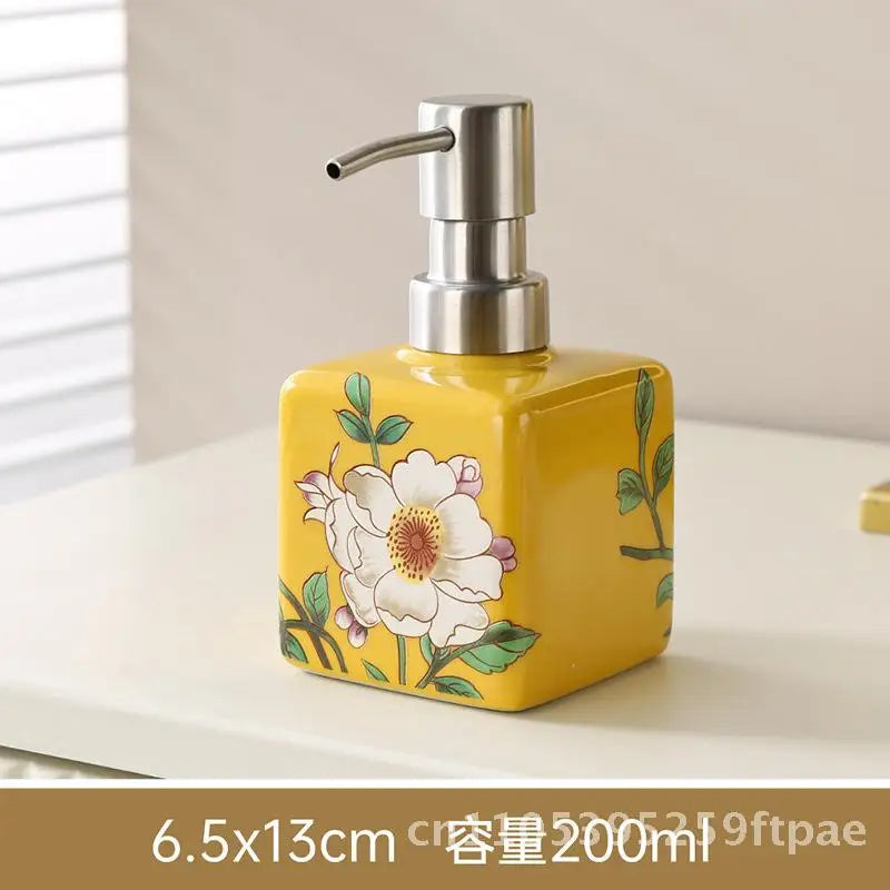 200ml Ceramic Soap Dispenser Stainless Steel Pump Hand Wash Bottle Shampoo Shower Gel Lotion Dispenser for Kitchen Bathroom