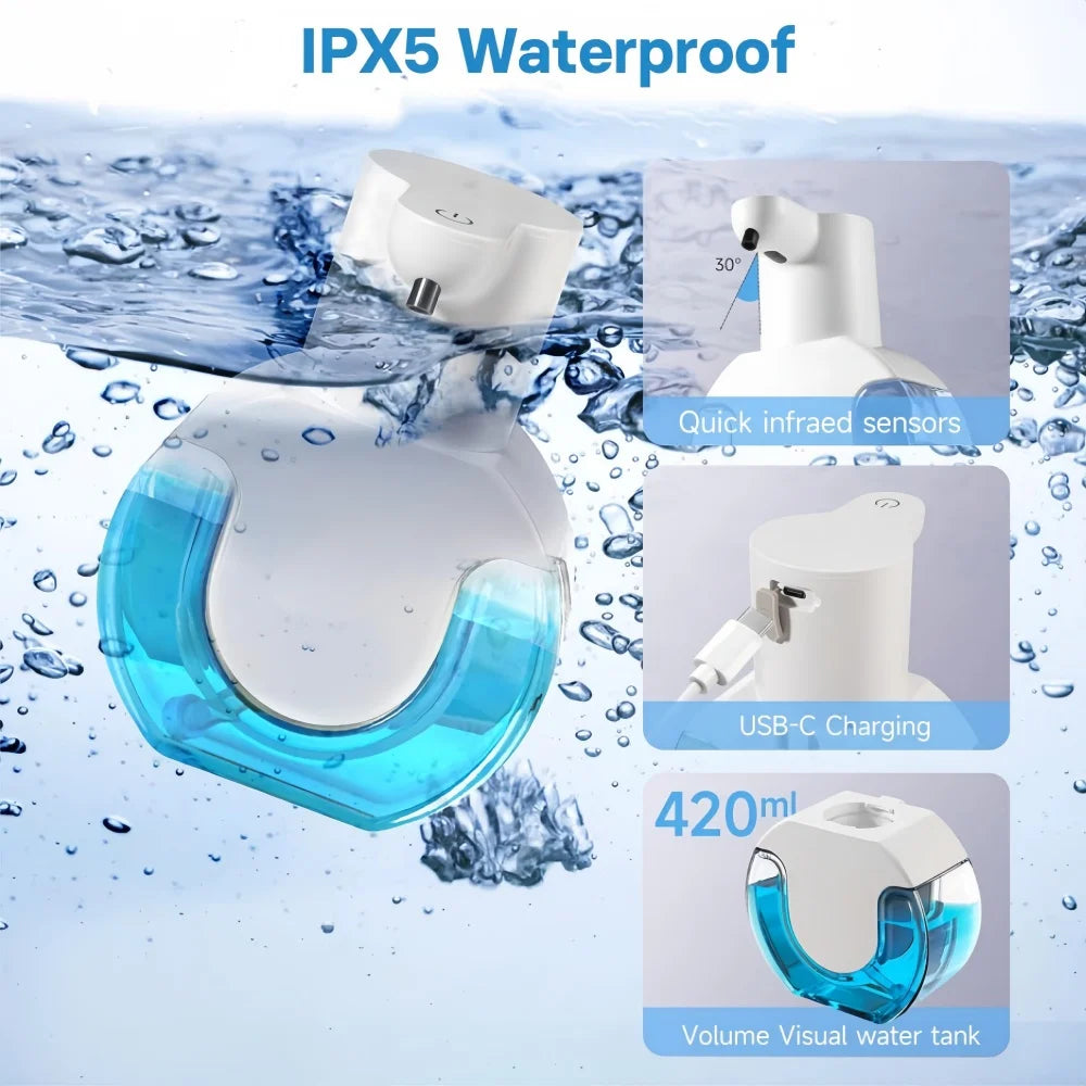 Automatic Soap Dispenser Infrared Sensor Foam Hand Sanitizer USB Rechargeable Foaming Hand Soap Dispenser for Bathrooms