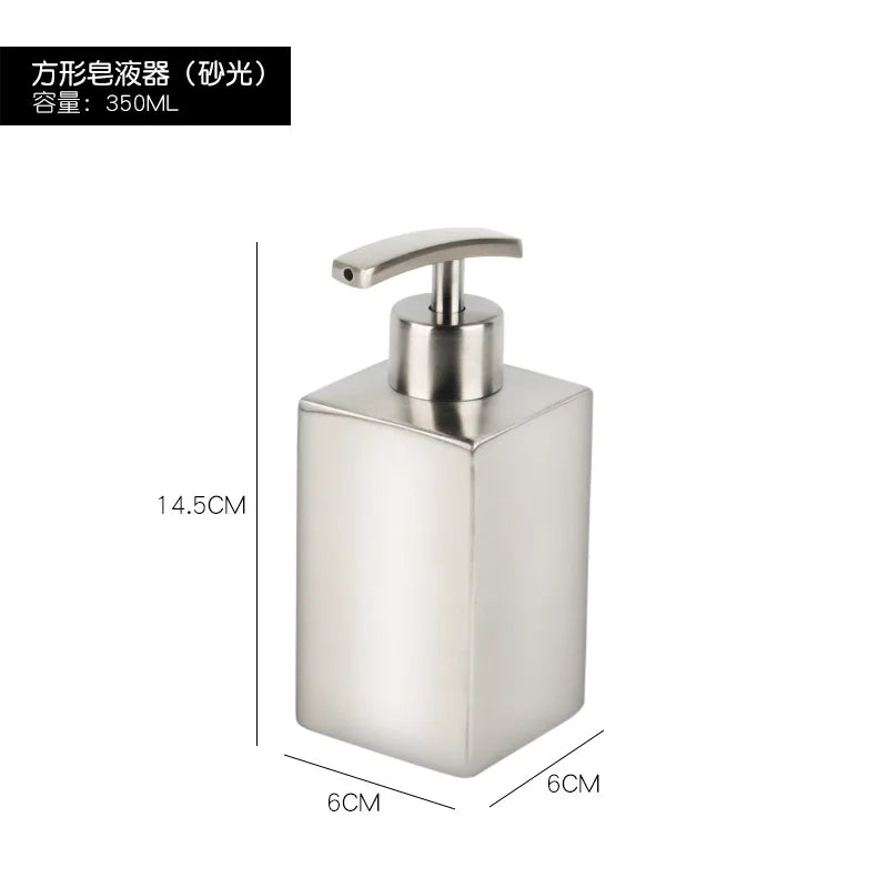 304 Stainless steel Liquid Soap dispenser Hand sanitizer Bottle  Bathroom Countertop press shampoo dispenser