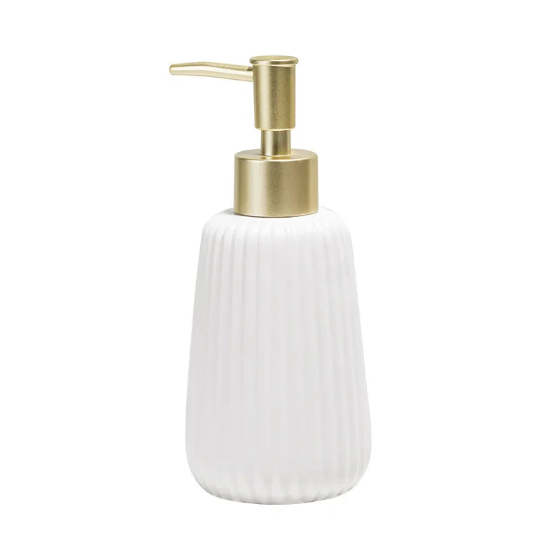 1pc Simple 300ml Ceramic Hand Sanitizer Bottle Push Soap Dispenser Bathroom Toilet Shower Gel Shampoo Filling Bottle
