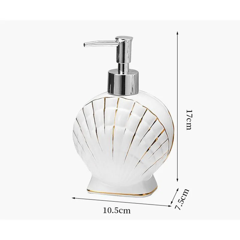Shell Emulsion Bottle Ceramic Soap Dispenser Gold Border Container Bathroom Accessories Hotel Shampoo Makeup Remover Container