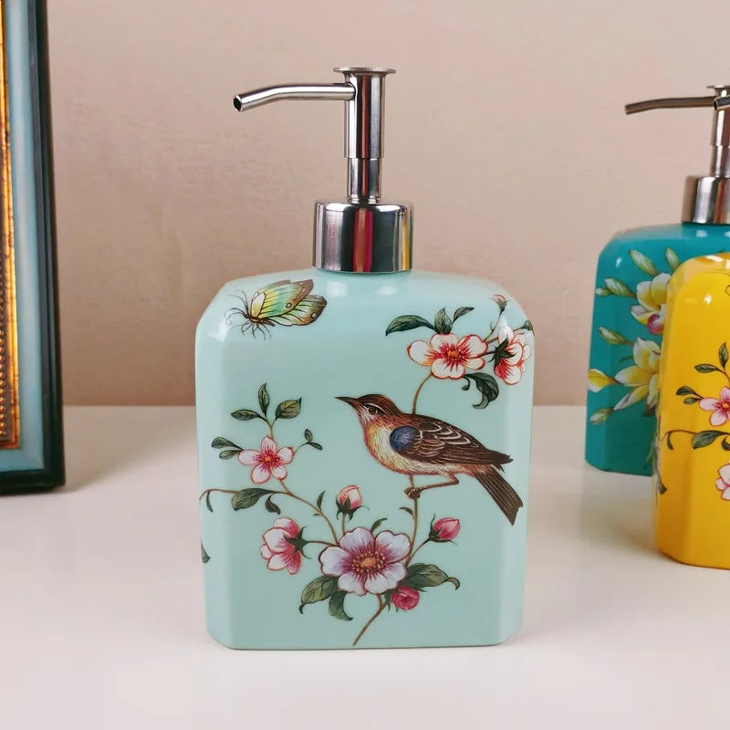 New Chinese style ceramic soap dispenser household dispensing bottle hotel shampoo shower gel press bottle bathroom accessories