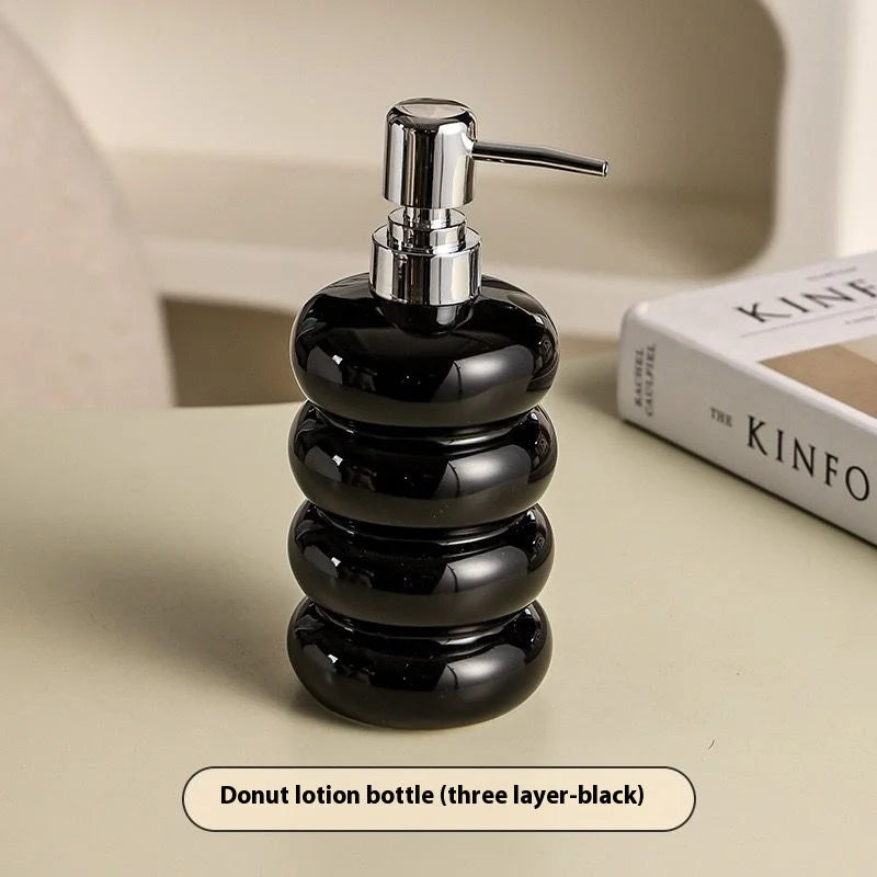 Nordic Ceramic Soap Dispenser Donut Lotion Bottle Shampoo Conditioner Body Wash Dispenser Toilet Bathroom Accessories