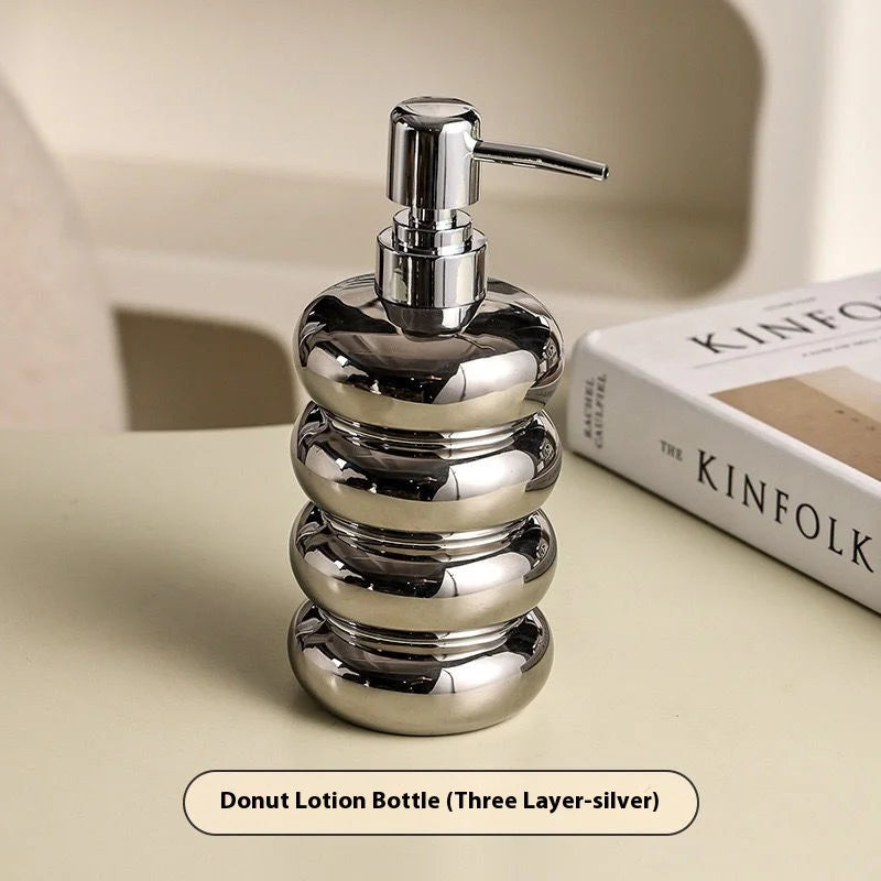 Nordic Ceramic Soap Dispenser Donut Lotion Bottle Shampoo Conditioner Body Wash Dispenser Toilet Bathroom Accessories