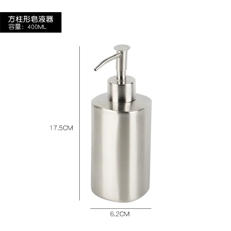 304 Stainless steel Liquid Soap dispenser Hand sanitizer Bottle  Bathroom Countertop press shampoo dispenser