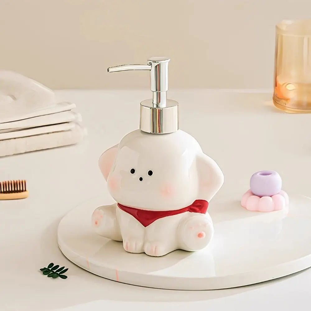 Ceramic Liquid Soap Dispenser Press Pump Dog Shape Shower Gel Separate Bottles Empty Bottle Cute Shower Shampoo Dispenser