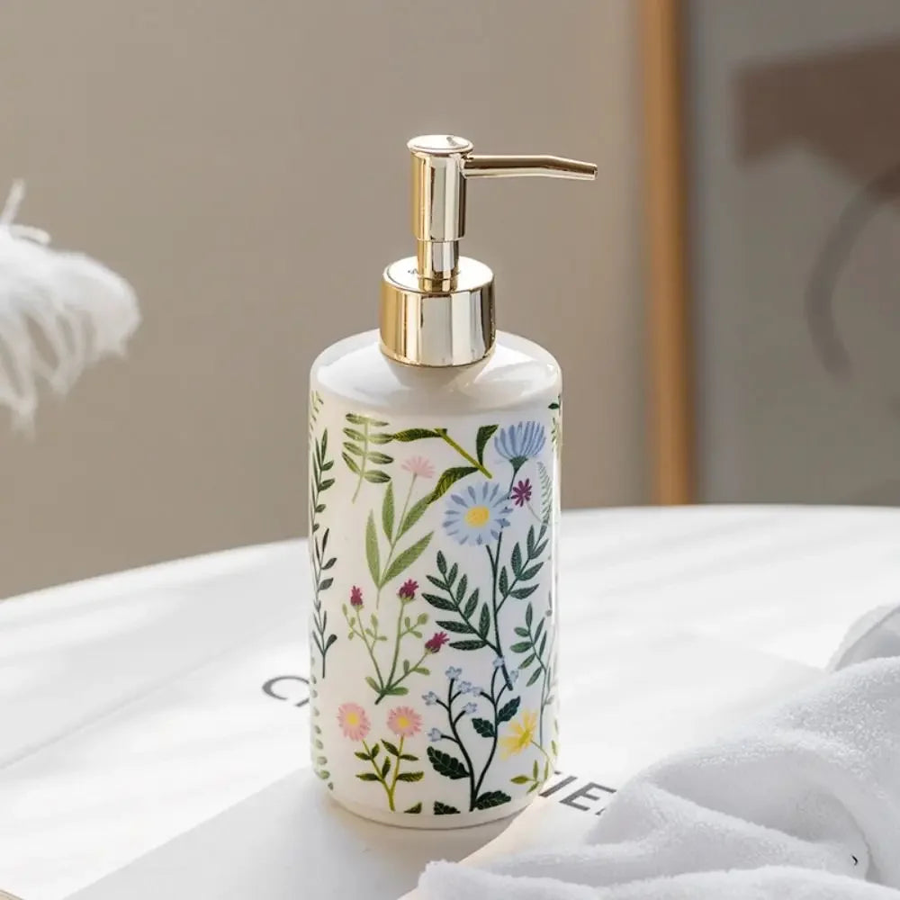 430ML Ceramic Soap Dispenser Modern Vintage Brown Liquid Storage Container Save Soap Creative Lotion Pump Bottle Bathroom