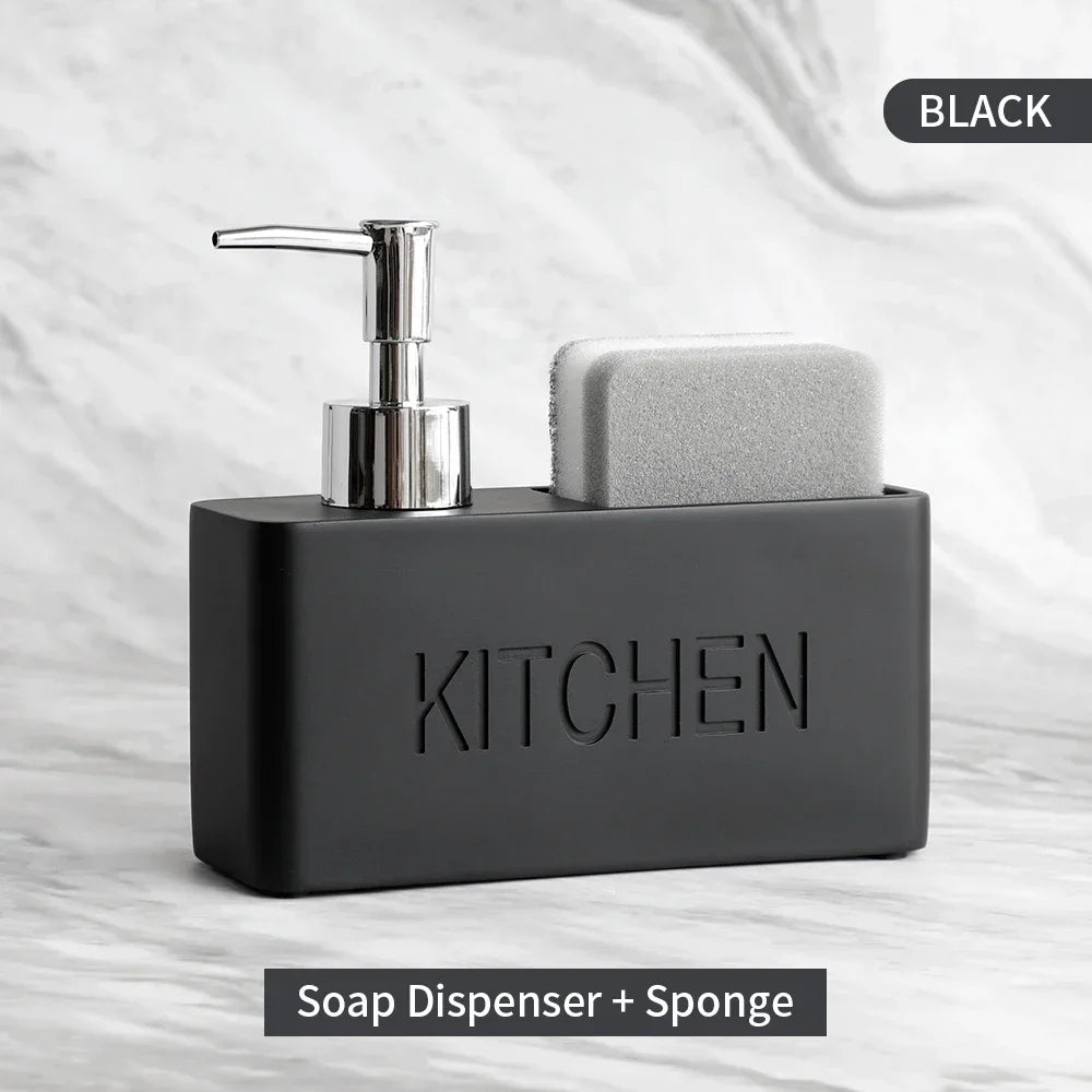 Modern Kitchen Accessories Soap Dispenser Set Liquid Hand Soap Dispenser Pump Bottle Brushes Holds and Stores Sponges Scrubbers