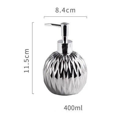 Gold Soap Dispenser Siver Bathroom Hand Liquid Soap Dispenser Ceramic Shampoo bottles 400 ML