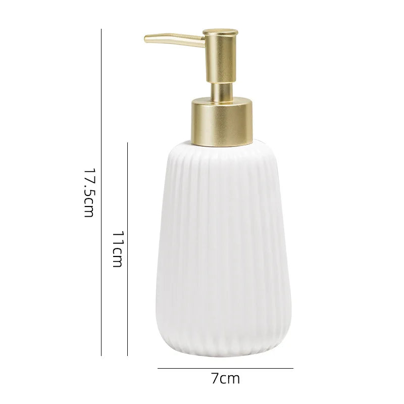 1pc Simple 300ml Ceramic Hand Sanitizer Bottle Push Soap Dispenser Bathroom Toilet Shower Gel Shampoo Filling Bottle