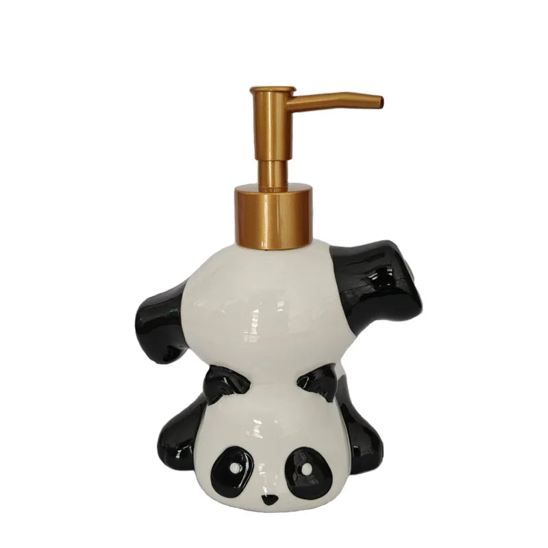 Creative Children Panda Ceramic Soap Dispenser Panda Shape Soap Dish Bathroom Decoration Accessories Shampoo Bottle Girls Gift