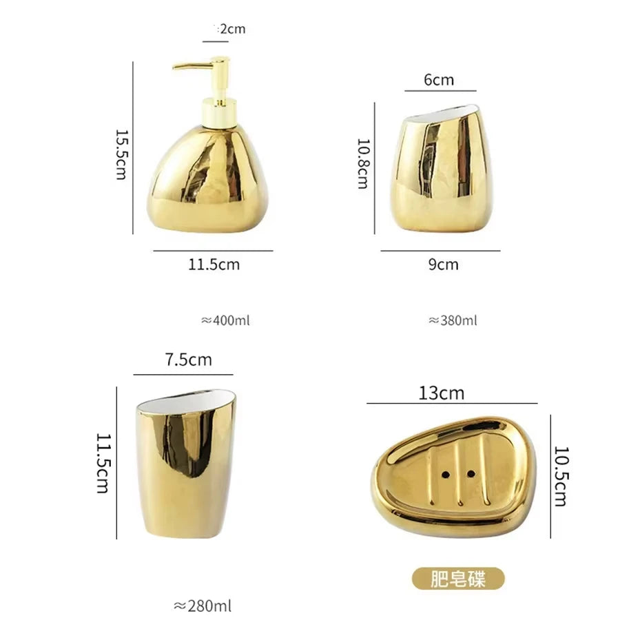 UNTIOR Nordic Bathroom Wash Accessory White Ceramic Soap Dispenser Bottle Mouthwash Cup Soap Dish Toothbrush Cup Set