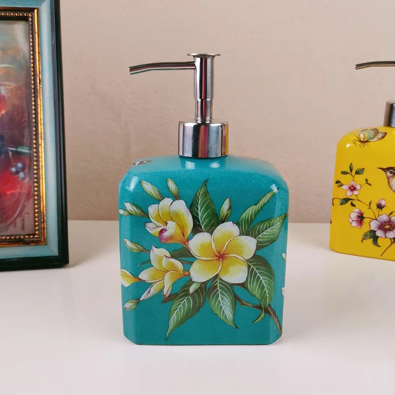New Chinese style ceramic soap dispenser household dispensing bottle hotel shampoo shower gel press bottle bathroom accessories