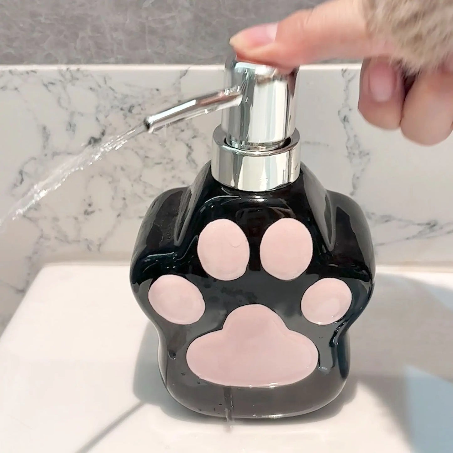 Cute Cat's Paw Liquid Soap Dispenser Shower Gel Shampoo Ceramic Soap Dispenser Cat'spaw Soap Container Bathroom Accessories Gift