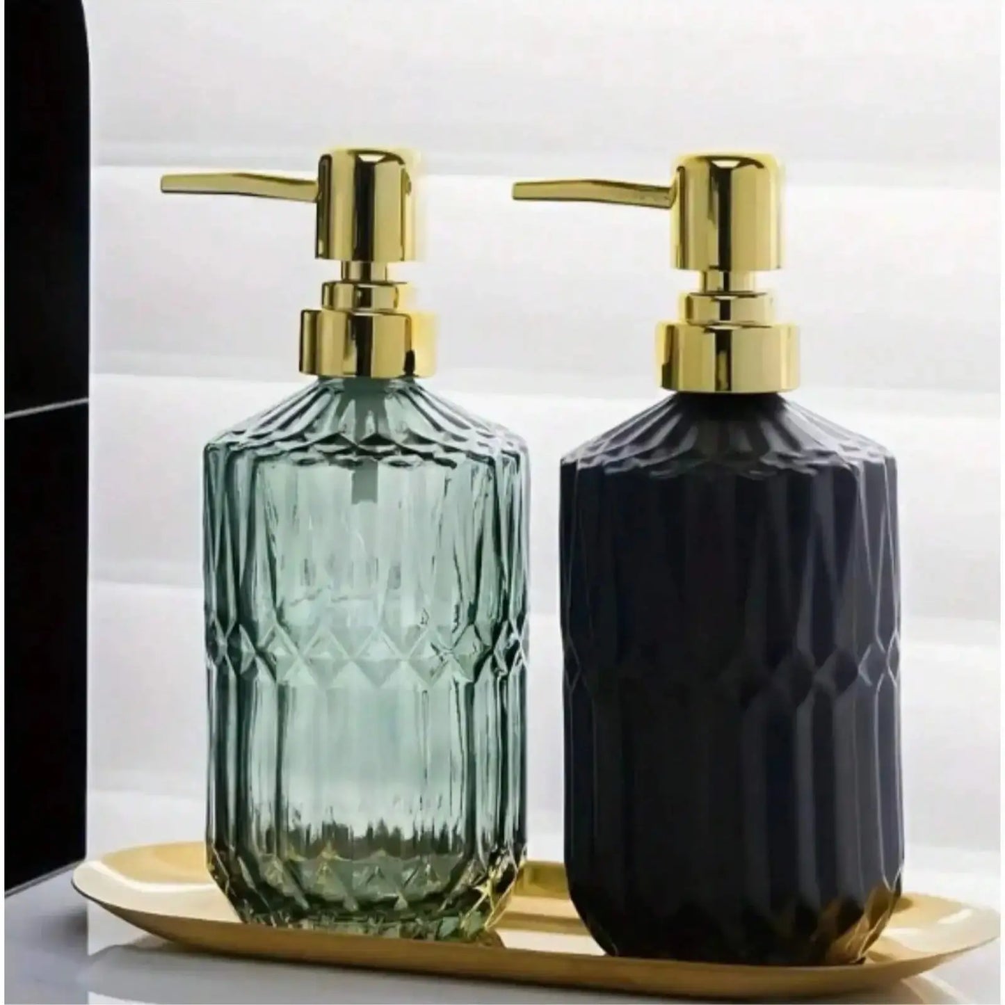 1pc 13.32oz Glass  Soap Dispenser Refillable Pump Bottle For Liquid Soap,Shower Gel,Hand Soap, Home Bathroom Accessories