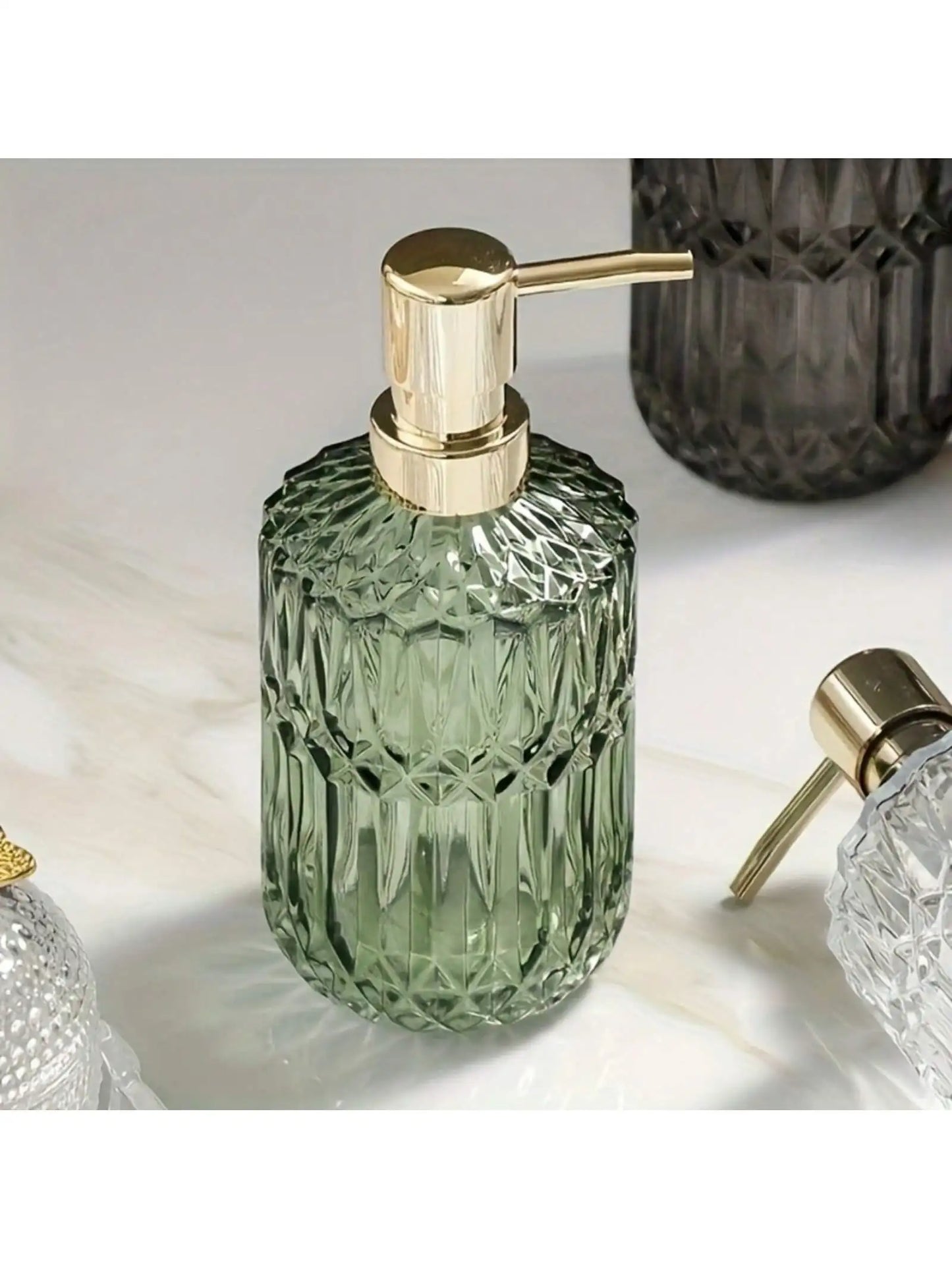 1pc 13.32oz Glass  Soap Dispenser Refillable Pump Bottle For Liquid Soap,Shower Gel,Hand Soap, Home Bathroom Accessories