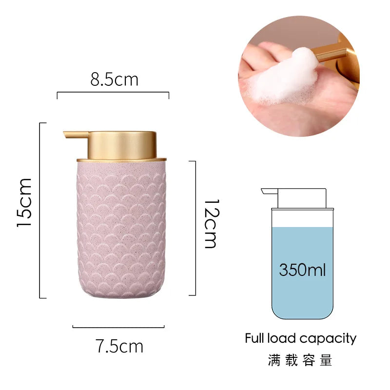 Luxury Body Wash Soap Bottle Ceramic Model Liquid Foam Dispenser Room Bathroom Color Dispensing Bottle Mousse Foam Pressing
