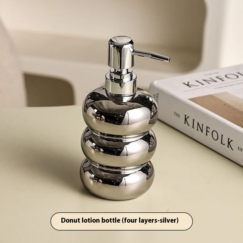 Nordic Ceramic Soap Dispenser Donut Lotion Bottle Shampoo Conditioner Body Wash Dispenser Toilet Bathroom Accessories