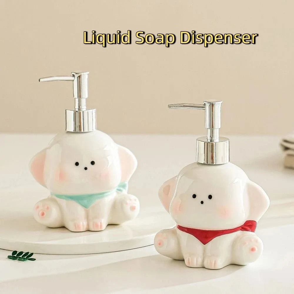 Ceramic Liquid Soap Dispenser Press Pump Dog Shape Shower Gel Separate Bottles Empty Bottle Cute Shower Shampoo Dispenser