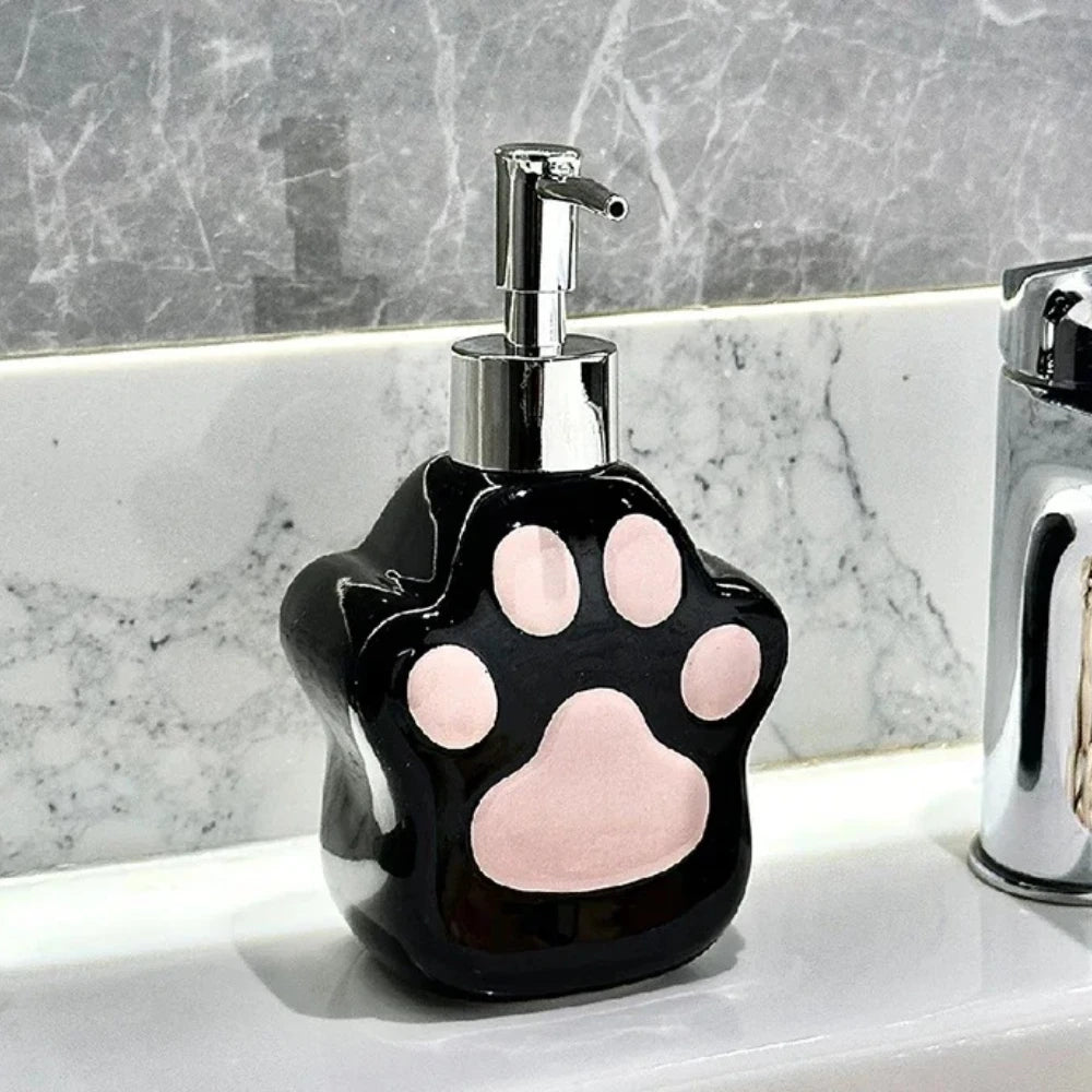 Cute Cat's Paw Liquid Soap Dispenser Shower Gel Shampoo Ceramic Soap Dispenser Cat'spaw Soap Container Bathroom Accessories Gift