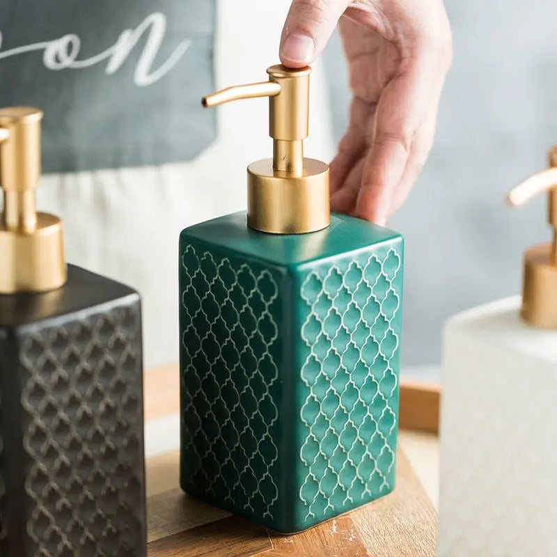 Nordic Ceramic Soap Dispenser Square Lotion Bottle Shampoo Conditioner Sub Bottle Shower Gel Bottle Bathroom Accessories