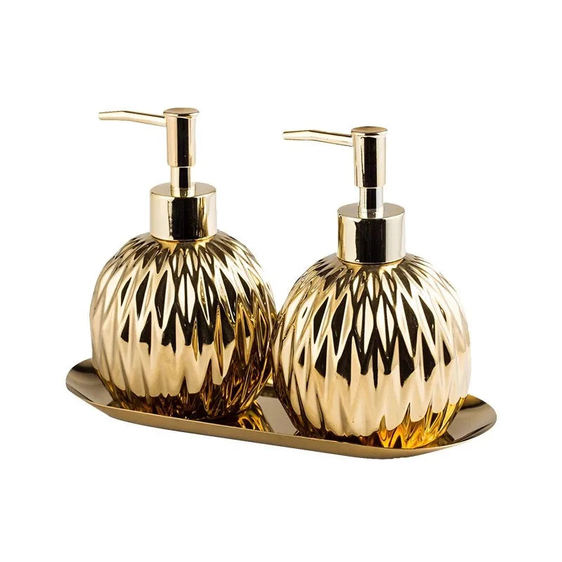 Gold Soap Dispenser Siver Bathroom Hand Liquid Soap Dispenser Ceramic Shampoo bottles 400 ML