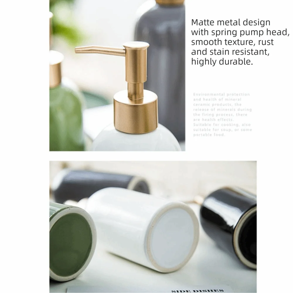 Empty Ceramic Soap Dispenser Portable Refillable Liquid Pump Bottle Reusable Multi-purpose Hand Sanitizers Container