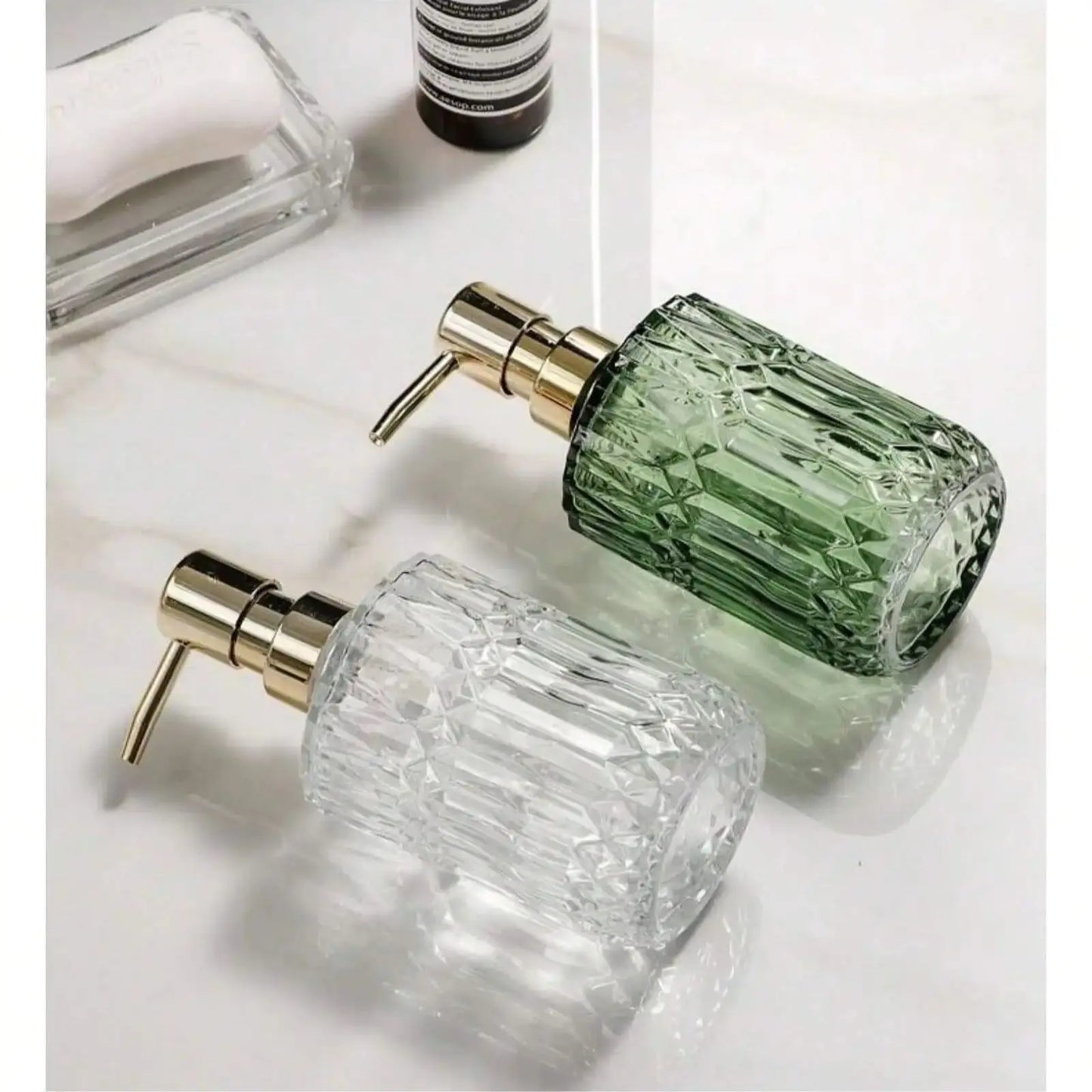 1pc 13.32oz Glass  Soap Dispenser Refillable Pump Bottle For Liquid Soap,Shower Gel,Hand Soap, Home Bathroom Accessories