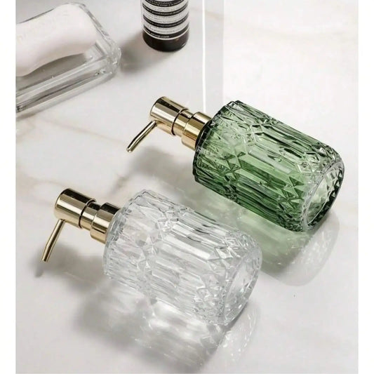 1pc 13.32oz Glass  Soap Dispenser Refillable Pump Bottle For Liquid Soap,Shower Gel,Hand Soap, Home Bathroom Accessories