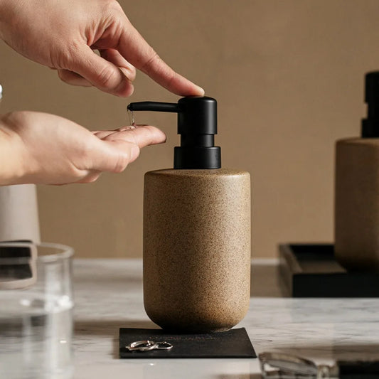 Minimalist Matte Ceramic Soap Dispenser Refillable Press Pump Bottle Bathroom Kitchen Lotion Shampoo Dispenser 350ML Gift