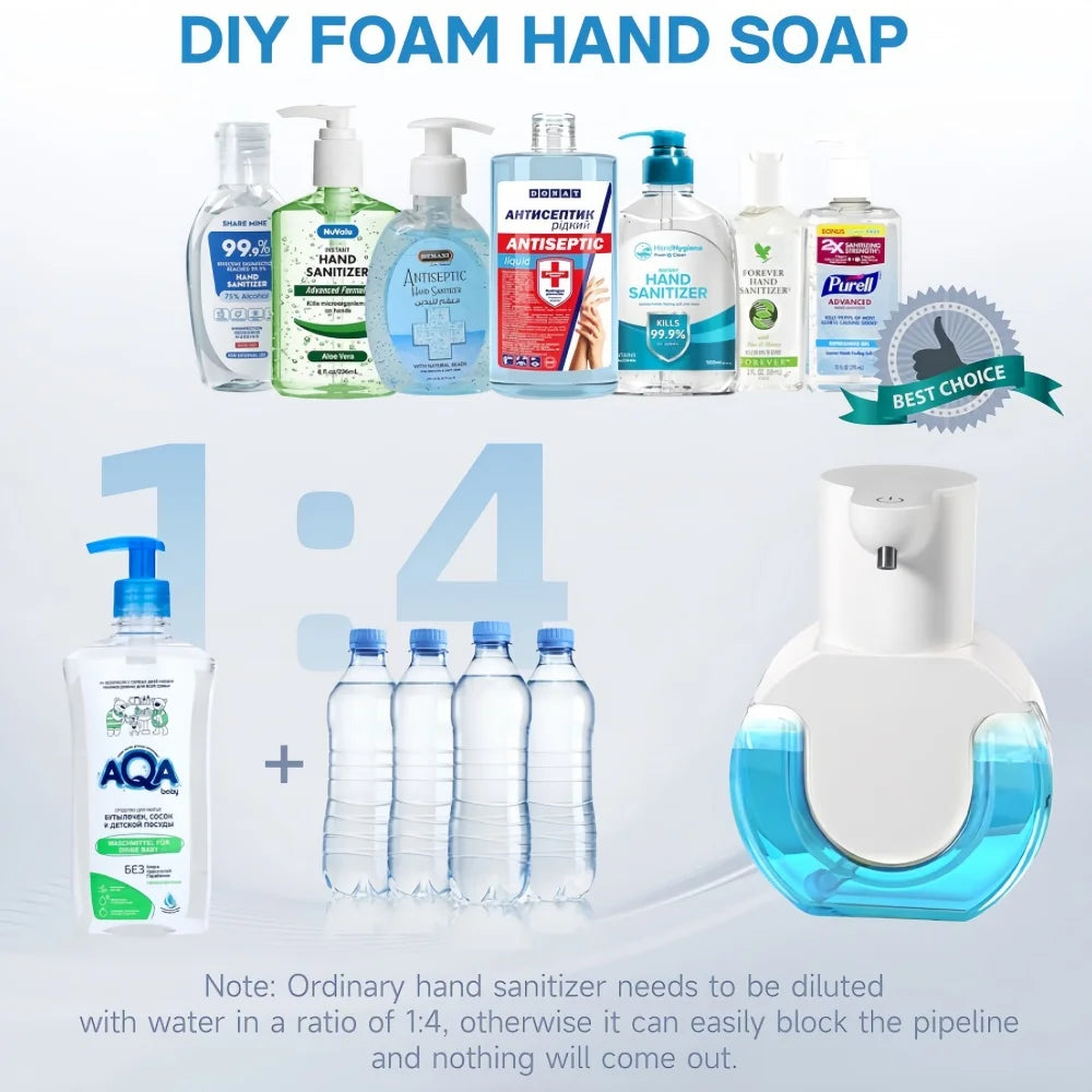 Automatic Soap Dispenser Infrared Sensor Foam Hand Sanitizer USB Rechargeable Foaming Hand Soap Dispenser for Bathrooms