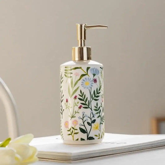 430ML Ceramic Soap Dispenser Modern Vintage Brown Liquid Storage Container Save Soap Creative Lotion Pump Bottle Bathroom
