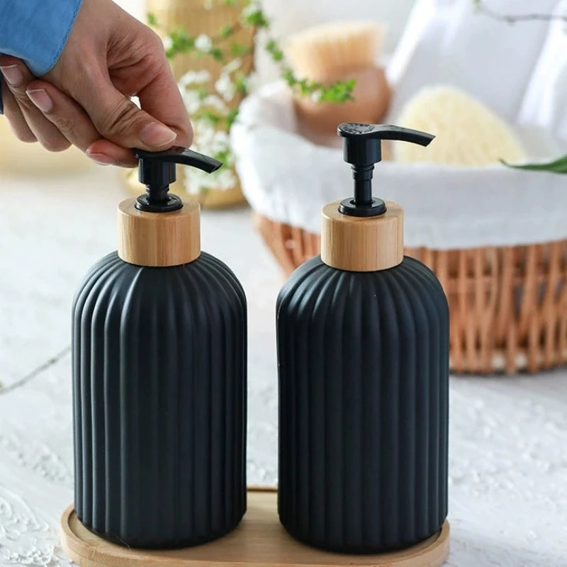 Trendy Bathroom Glass Toiletries Set: Large-Capacity Hand Soap Bottle and Hotel Bathroom Travel-Size Set