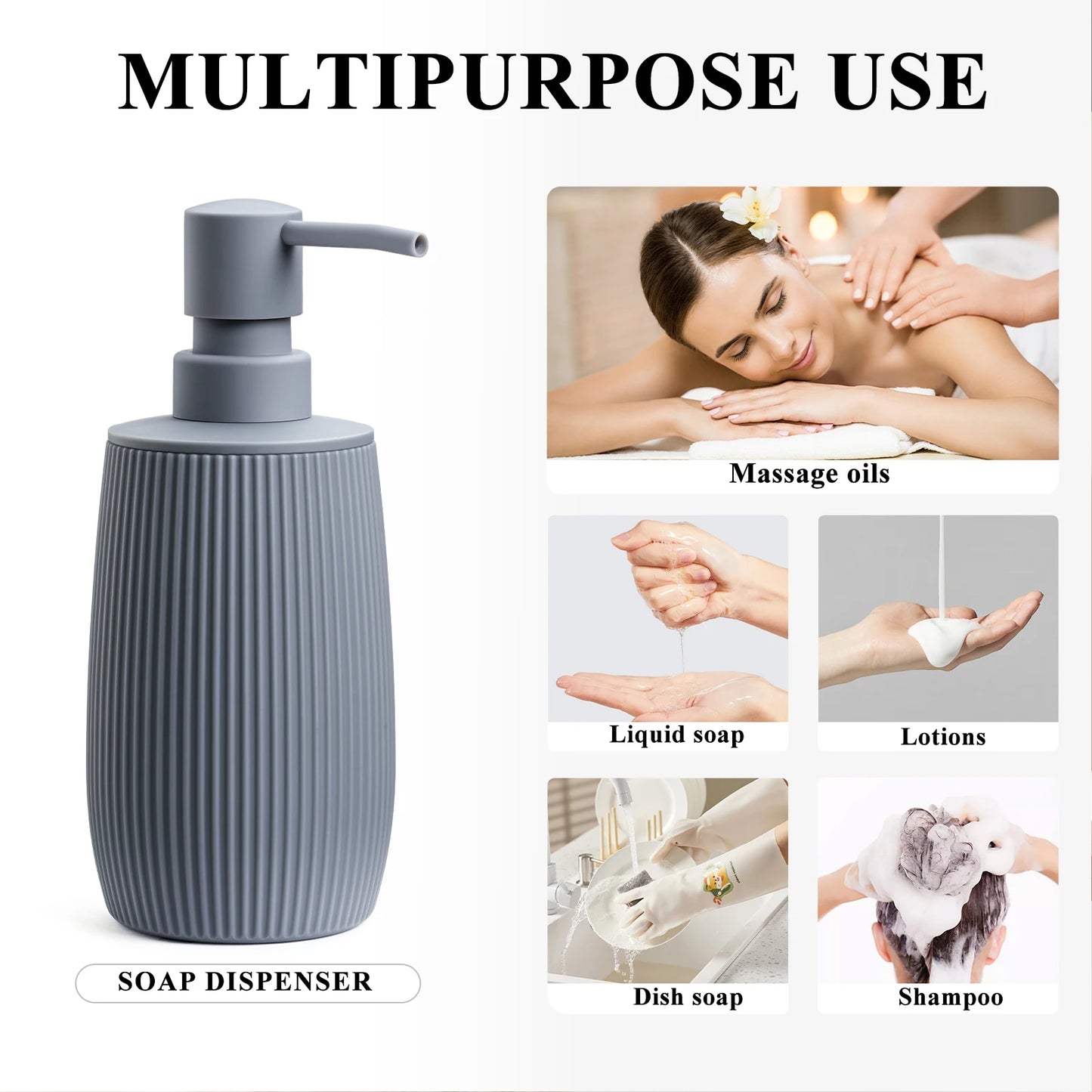 Modern Matte Grey Soap Dispenser for Bathroom And Kitchen Countertops Home Decorative Accessories