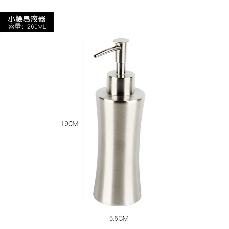 304 Stainless steel Liquid Soap dispenser Hand sanitizer Bottle  Bathroom Countertop press shampoo dispenser