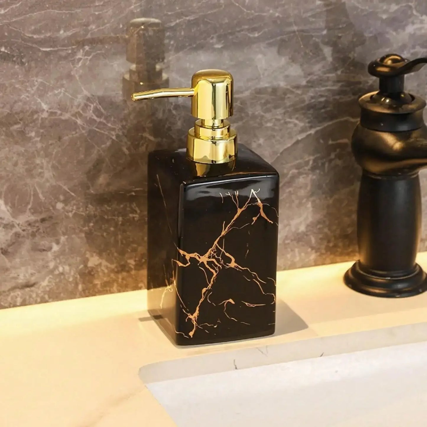Ceramic soap dispenser 350ml  European Creative Marble Texture Refillable Press Soap Dispenser Liquid Dispenser