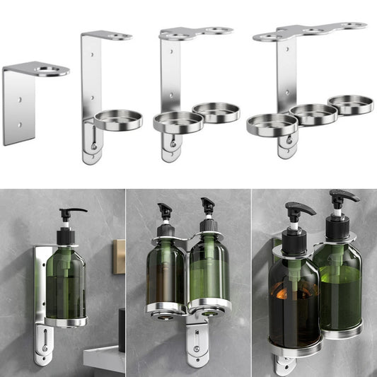Wall Mounted Stainless Steel Bathroom Soap Dispenser Bottle Holder Hanger Gel Shampoo Storage Rack Bathroom Organizer