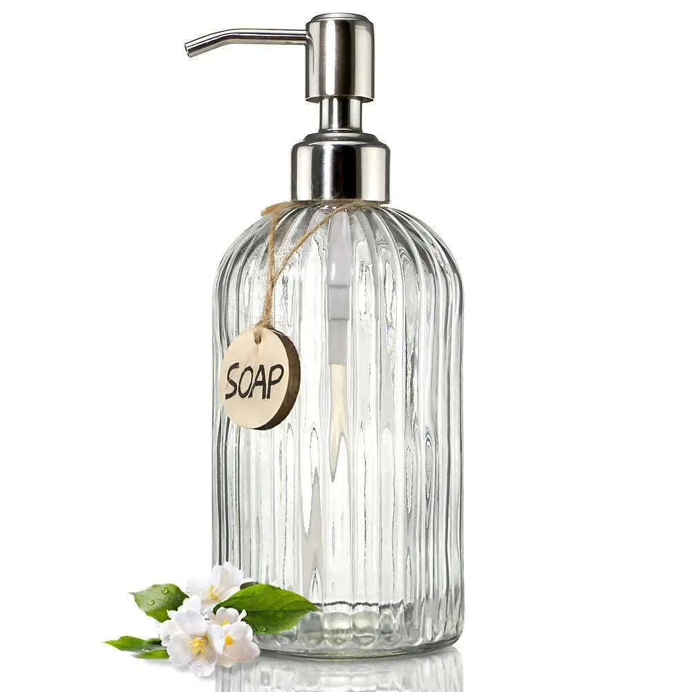 1pcs Transparent Glass Soap Dispenser Refillable Hand Soap Dispenser Premium Bathroom Soap Dispenser for Bathroom Kitchen Decor