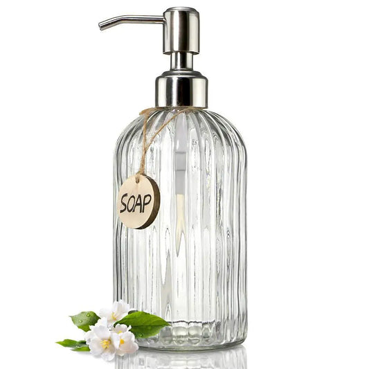 1pcs Transparent Glass Soap Dispenser Refillable Hand Soap Dispenser Premium Bathroom Soap Dispenser for Bathroom Kitchen Decor