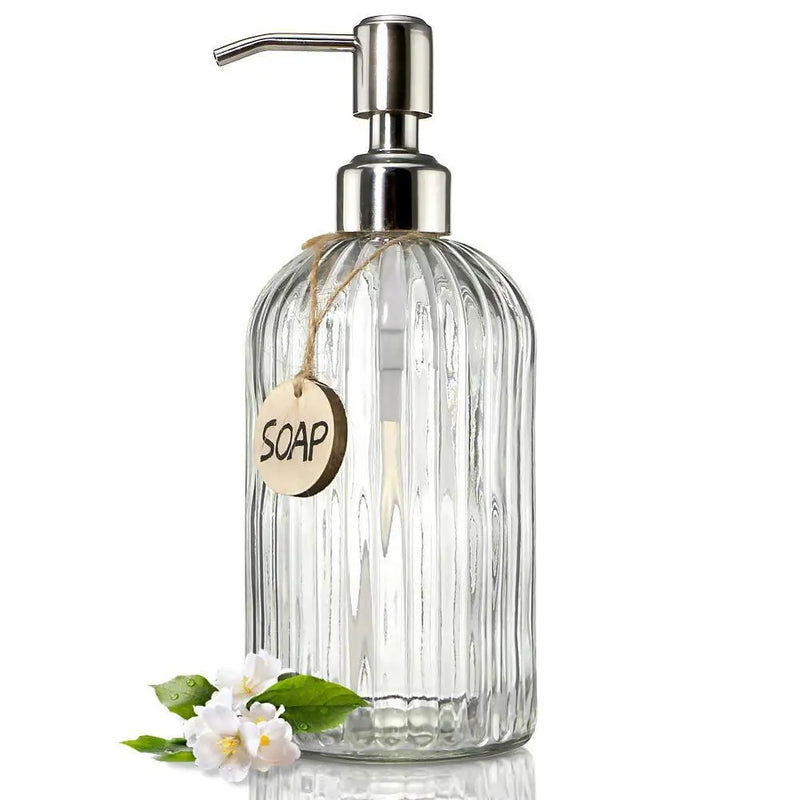 1pcs Transparent Glass Soap Dispenser Refillable Hand Soap Dispenser Premium Bathroom Soap Dispenser for Bathroom Kitchen Decor